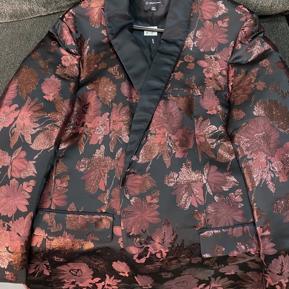 INC Special Event Blazer Red Jacquard Floral Metallic $189 2XLT Big and Tall - Picture 10 of 10